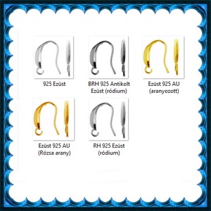  925-ös sterling ezüst ékszerkellék: fülbevalóalap akasztós EFK A 73-2 - kellékek & szerszámok - ékszerkellék - fülbevaló alap - Meska.hu