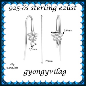  925-ös sterling ezüst ékszerkellék: fülbevalóalap akasztós EFK A 73-2 - kellékek & szerszámok - ékszerkellék - fülbevaló alap - Meska.hu