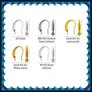  925-ös sterling ezüst ékszerkellék: fülbevalóalap akasztós EFK A 93-2 - kellékek & szerszámok - ékszerkellék - fülbevaló alap - Meska.hu