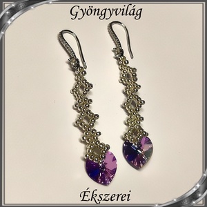 Ékszerek-fülbevalók: Swarovski kristály fülbevaló 10-es szív SF-SW 01-1 lt.vitrail - ékszer - fülbevaló - lógó fülbevaló - Meska.hu