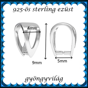 925-ös sterling ezüst ékszerkellék: medáltartó, medálkapocs EMK 118 - kellékek & szerszámok - gyöngyfűzés kellékek - egyéb alkatrész - Meska.hu