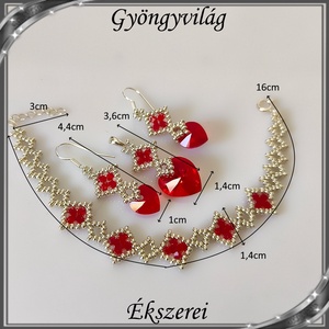 Ékszerek-szettek: Swarovski kristály fülbevaló-medál -10-14mm-es szív szett SSZ-SW 01 925 Lt.siam - ékszer - ékszerszett - Meska.hu
