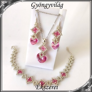 Ékszerek-szettek: Swarovski kristály fülbevaló-medál -10-14mm-es szív szett SSZ-SW 01 925 Rose ab, Ékszer, Ékszerszett, Ékszerkészítés, Gyöngyfűzés, gyöngyhímzés, MESKA