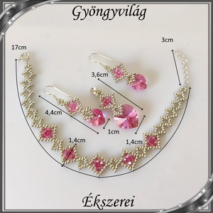 Ékszerek-szettek: Swarovski kristály fülbevaló-medál -10-14mm-es szív szett SSZ-SW 01 925 Rose ab - ékszer - ékszerszett - Meska.hu