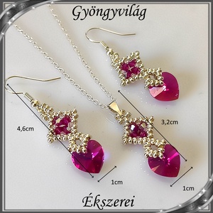Ékszerek-szettek: Swarovski kristály fülbevaló-medál -10-10mm-es szív szett SSZ-SW 01 foshsia ab - ékszer - ékszerszett - Meska.hu