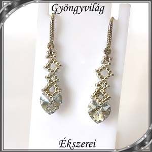 Ékszerek-fülbevalók: Swarovski kristály fülbevaló 10-es szív SF-SW 01 R 18K lt.crom  - Meska.hu