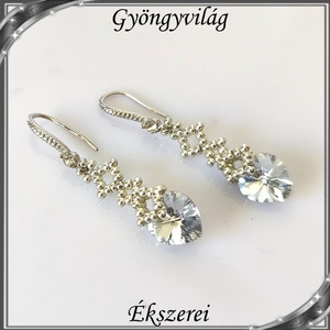 Ékszerek-fülbevalók: Swarovski kristály fülbevaló 10-es szív SF-SW 01 R 18K lt.crom  - ékszer - fülbevaló - lógó fülbevaló - Meska.hu