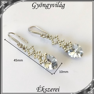 Ékszerek-fülbevalók: Swarovski kristály fülbevaló 10-es szív SF-SW 01 R 18K lt.crom  - ékszer - fülbevaló - lógó fülbevaló - Meska.hu