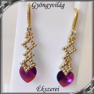 Ékszerek-fülbevalók: Swarovski kristály fülbevaló 10-es szív SF-SW 01 R 18K több szinben  - ékszer - fülbevaló - lógó fülbevaló - Meska.hu