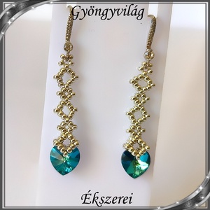 Ékszerek-fülbevalók: Swarovski kristály fülbevaló 10-es szív SF-SW 01-1 18K több szinben - ékszer - fülbevaló - lógó fülbevaló - Meska.hu