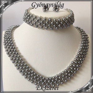 Ékszerek-szettek: Esküvői, menyasszonyi, alkalmi ékszer szett,  SSZ-ÜGY007 02 ÜT  szürke - Meska.hu