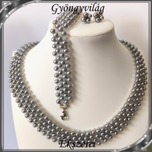 Ékszerek-szettek: Esküvői, menyasszonyi, alkalmi ékszer szett,  SSZ-ÜGY007 02 ÜT  szürke - esküvő - ékszer - ékszerszett - Meska.hu