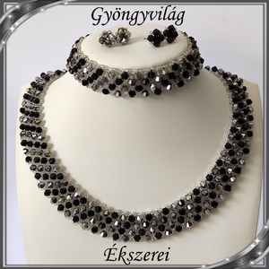 Ékszerek-szettek: Esküvői, menyasszonyi, alkalmi ékszer szett,  SSZ-ÜGY007 01 BI  sötét crom-fekete - Meska.hu