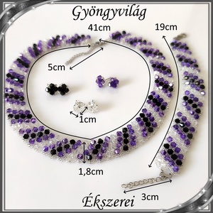 Ékszerek-szettek: Esküvői, menyasszonyi, alkalmi ékszer szett,  SSZ-ÜGY007 01 BI  clear-lila-fekete - esküvő - ékszer - ékszerszett - Meska.hu