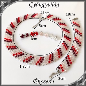 Ékszerek-szettek: Esküvői, menyasszonyi, alkalmi ékszer szett,  SSZ-ÜGY007 01 BI  clear-rózsaszín-piros-sötét piros - esküvő - ékszer - ékszerszett - Meska.hu