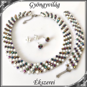 Ékszerek-szettek: Esküvői, menyasszonyi, alkalmi ékszer szett,  SSZ-ÜGY007 01 BI  fehér-multicolor - esküvő - ékszer - ékszerszett - Meska.hu
