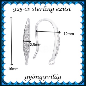 925-ös sterling ezüst ékszerkellék: fülbevaló kapocs, akasztós EFK A 106r - kellékek & szerszámok - ékszerkellék - fülbevaló kapocs - Meska.hu