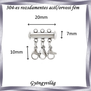 304 Nemes acél ékszerkellék: lánckapocs NALK 13-3 1db/ csomag - kellékek & szerszámok - ékszerkellék - nyaklánc kapocs - Meska.hu