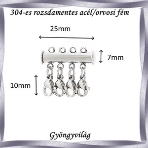 304 Nemes acél ékszerkellék: lánckapocs NALK 13-4 1db/ csomag - kellékek & szerszámok - ékszerkellék - nyaklánc kapocs - Meska.hu