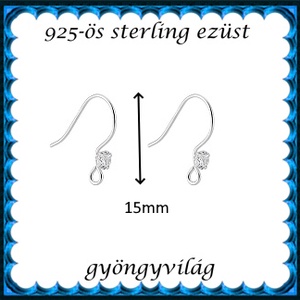 925-ös sterling ezüst ékszerkellék: fülbevaló kapocs, akasztós EFK A 107e - kellékek & szerszámok - ékszerkellék - fülbevaló kapocs - Meska.hu