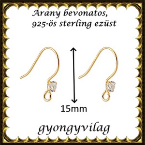 925-ös sterling ezüst ékszerkellék: fülbevalóalap akasztós  EFK A 107g - kellékek & szerszámok - gyöngyfűzés kellékek - egyéb alkatrész - Meska.hu