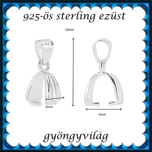 925-ös sterling ezüst ékszerkellék: medáltartó, medálkapocs EMK 119-8e - kellékek & szerszámok - ékszerkellék - medáltartó, medálkapocs - Meska.hu