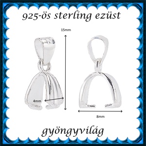 925-ös sterling ezüst ékszerkellék: medáltartó, medálkapocs EMK 119-15e - kellékek & szerszámok - ékszerkellék - medáltartó, medálkapocs - Meska.hu