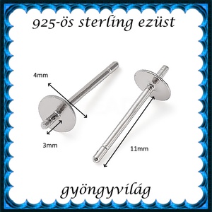 925-ös sterling ezüst ékszerkellék: fülbevaló kapocs, bedugós EFK B 67-4R - kellékek & szerszámok - ékszerkellék - fülbevaló kapocs - Meska.hu