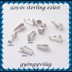 925-ös sterling ezüst ékszerkellék: medáltartó, medálkapocs EMK 128r - kellékek & szerszámok - ékszerkellék - medáltartó, medálkapocs - Meska.hu