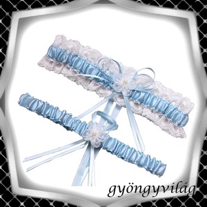 Esküvői, menyasszonyi harisnyakötő szett  ES-HK2-1hk - esküvő - kiegészítők - harisnyatartó & valami kék - Meska.hu