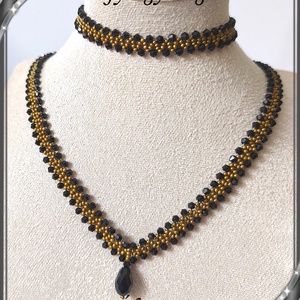 Ékszerek-szettek: Esküvői, menyasszonyi, alkalmi ékszer szett,  SSZ-ÜGY004 02 fekete-bronz - Meska.hu