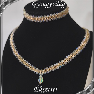 Ékszerek-szettek: Esküvői, menyasszonyi, alkalmi ékszer szett,  SSZ-ÜGY004 05 crystal AB-arany - Meska.hu