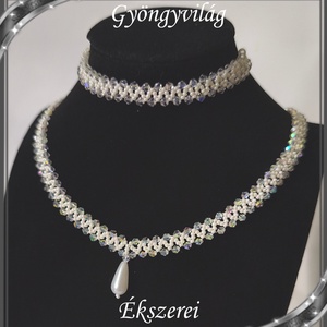 Ékszerek-szettek: Esküvői, menyasszonyi, alkalmi ékszer szett,  SSZ-ÜGY004 07 crystal ab-fehér, Esküvő, Ékszer, Ékszerszett, Ékszerkészítés, Gyöngyfűzés, gyöngyhímzés, SSZ-ÜGY004 07 crystal ab-fehér

Az ékszer szett crystal ab, 3mm-es cseh bicon gyöngyből, fehér tekl..., MESKA