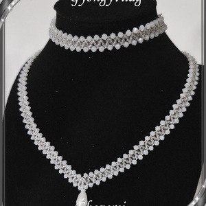 Ékszerek-szettek: Esküvői, menyasszonyi, alkalmi ékszer szett,  SSZ-ÜGY004 08 white opal-clear - Meska.hu