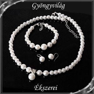 Ékszerek-szettek: Esküvői, menyasszonyi, alkalmi ékszer szett SSZ-03-8 - ékszer - nyaklánc - gyöngyös nyaklánc - Meska.hu