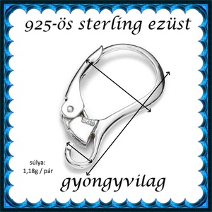  925-ös sterling ezüst ékszerkellék: fülbevalóalap biztonsági kapoccsal EFK K 33 - kellékek & szerszámok - ékszerkellék - fülbevaló alap - Meska.hu