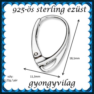  925-ös sterling ezüst ékszerkellék: fülbevalóalap biztonsági kapoccsal EFK K 14 - kellékek & szerszámok - ékszerkellék - fülbevaló alap - Meska.hu