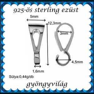 925-ös sterling ezüst ékszerkellék: medáltartó, medálkapocs EMT 46 - kellékek & szerszámok - ékszerkellék - medáltartó, medálkapocs - Meska.hu
