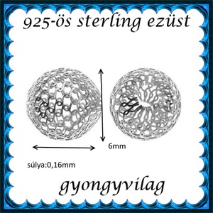 925-ös sterling ezüst ékszerkellék: köztes / gyöngy / dísz EKÖ 26-6 1db/cs - kellékek & szerszámok - gyöngyfűzés kellékek - fém köztesek - Meska.hu