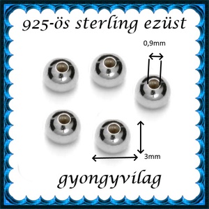 925-ös sterling ezüst ékszerkellék: köztes/gyöngy/díszitőelem EKÖ 10-3e - kellékek & szerszámok - gyöngyfűzés kellékek - fém köztesek - Meska.hu