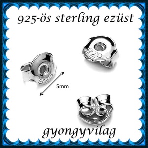925-ös sterling ezüst ékszerkellék: fülbevalóalap bedugós EFK B 27-5e - kellékek & szerszámok - gyöngyfűzés kellékek - egyéb alkatrész - Meska.hu