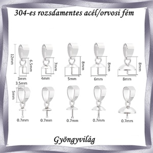 304 Nemes acél ékszerkellék: medálkapocs NAMK 08 több méretben - kellékek & szerszámok - ékszerkellék - medáltartó, medálkapocs - Meska.hu