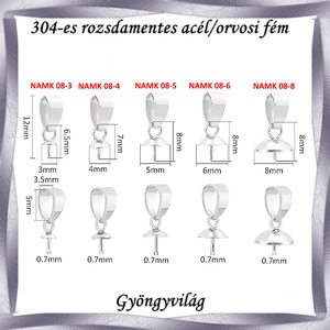304 Nemes acél ékszerkellék: medálkapocs NAMK 08 több méretben - kellékek & szerszámok - ékszerkellék - medáltartó, medálkapocs - Meska.hu