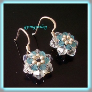 925-ös ezüst Swarovski tekla fülbevaló SFE-SW04, Ékszer, Lógó fülbevaló, Fülbevaló, Ékszerkészítés, Gyöngyfűzés, gyöngyhímzés, Meska
