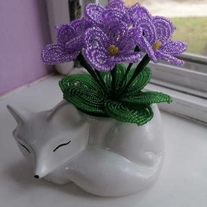 Róka fokföldi ibolyával - esküvő - dekoráció - asztaldísz - Meska.hu