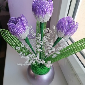 Tulipán gyöngyből - otthon & életmód - dekoráció - virágdísz és tartó - csokor & virágdísz - Meska.hu