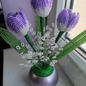 Tulipán gyöngyből - otthon & életmód - dekoráció - virágdísz és tartó - csokor & virágdísz - Meska.hu