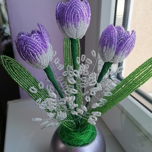 Tulipán gyöngyből - otthon & életmód - dekoráció - virágdísz és tartó - csokor & virágdísz - Meska.hu