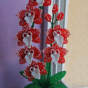 Gyöngyből készült orchidea, Otthon & Életmód, Dekoráció, Virágdísz és tartó, Csokor & Virágdísz, Gyöngyfűzés, gyöngyhímzés, MESKA