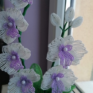 Gyöngyből készült orchidea, Otthon & Életmód, Dekoráció, Virágdísz és tartó, Csokor & Virágdísz, Gyöngyfűzés, gyöngyhímzés, MESKA